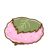 【食べ物・春】桜餅（関西風）のかわいいフリーイラスト